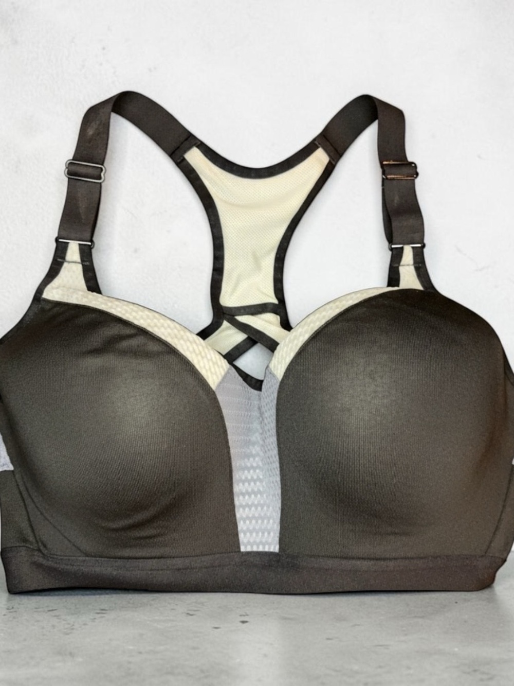 Victoria's Secret Black and Cream Racerback Sports Bra